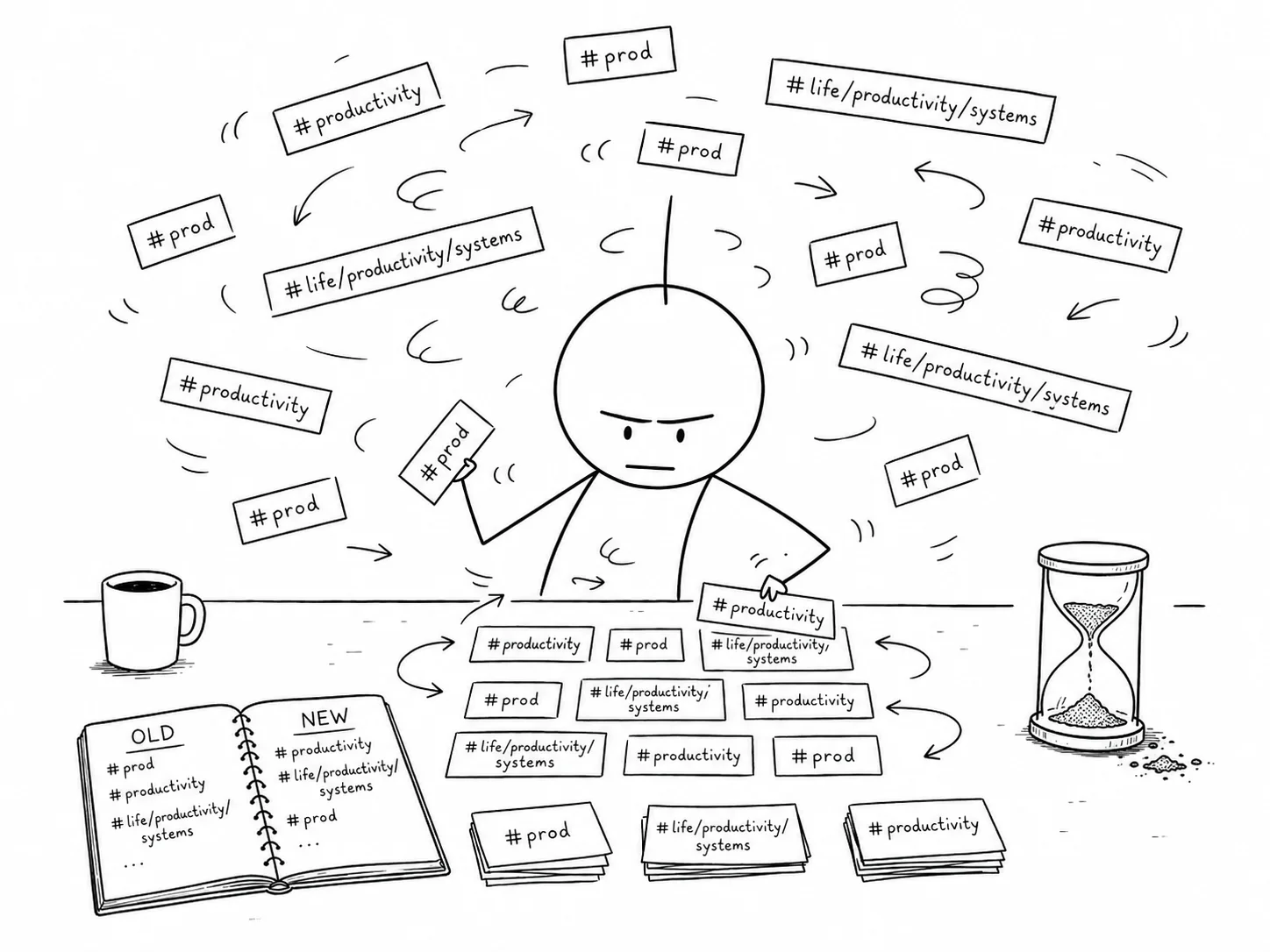 Patyk reorganizes tags while the hourglass runs out
